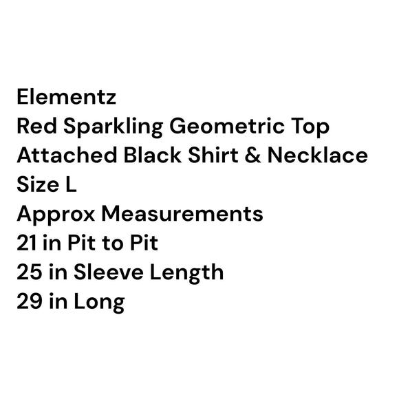 Elementz 3-in-1 Velvet Red Sparkling Paisley Black Top Attached Necklace Size L - Picture 3 of 10